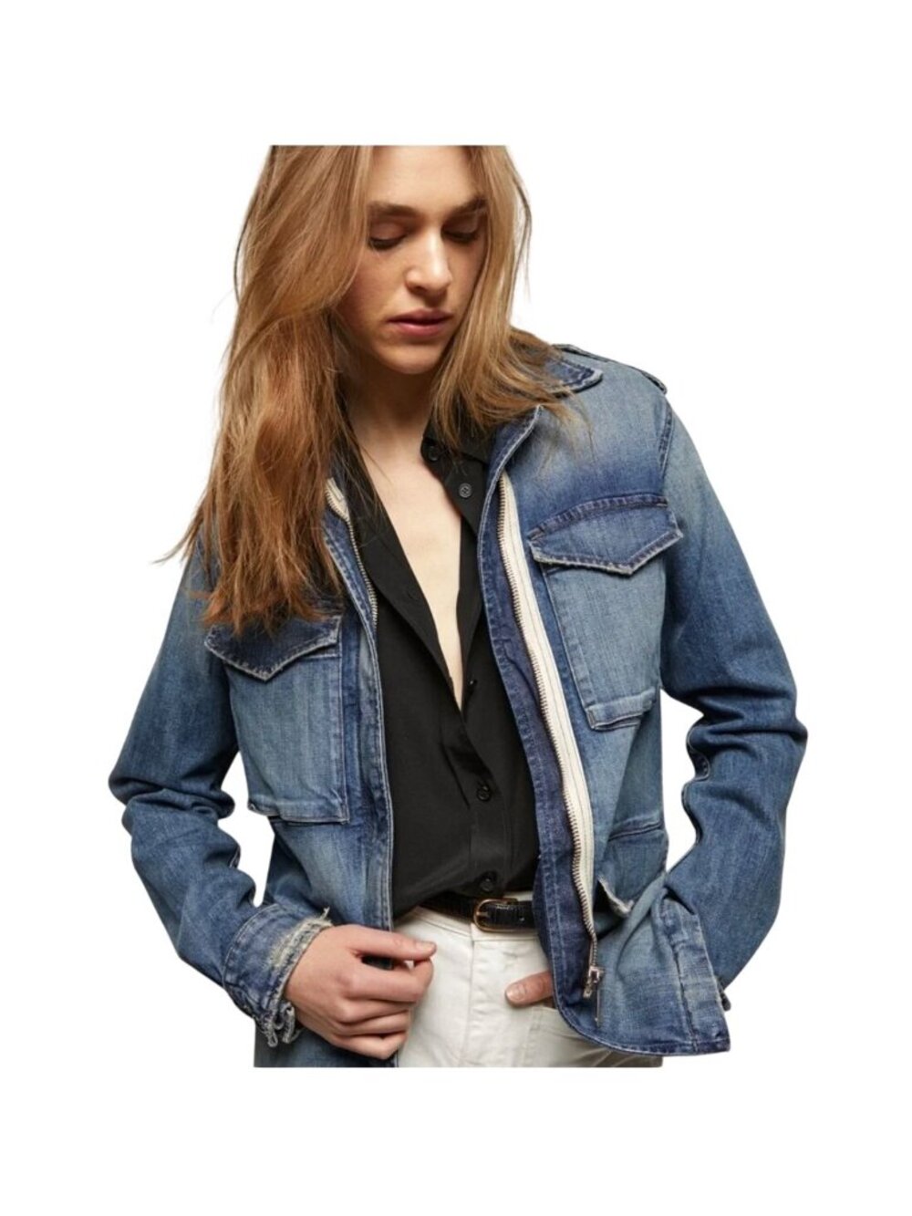 Nili Lotan Denim Wren Jacket Blue - Size S